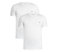 Emporio Armani de los hombres Pack de 2 camisetas ajustadas Lounge Crew, Blanco