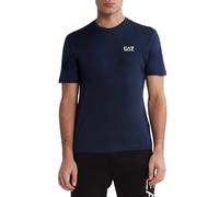 Emporio Armani EA7 Camiseta de hombre con cuello redondo Logo Series de algodón, con Maxi Logo en la parte trasera - 8NPT18 (IT, Texto, 3XL, Regular, Regular, Navy Blue), Marina militar., 3XL