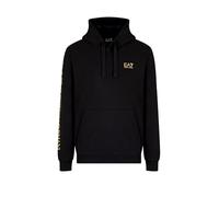 Emporio Armani EA7 Sudadera con Capucha para Hombre Logo Series de Algodón Ligero, Negro y dorado, XXL