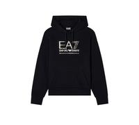 Emporio Armani EA7 Sudadera de Donan con Capucha Visibility de mezcla de algodón afelpado, Negro y dorado., S