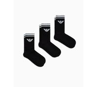 Emporio Armani Eagle Sponge 3-Pack Socks Short Paquete de 3 Calcetines, Negro, Altoa única para Hombre