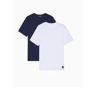 EMPORIO ARMANI Essential LOGOLABEL - Paquete de 2 Camisetas de Cuello Redondo para Hombre, Color Azul, Talla L
