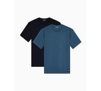 EMPORIO ARMANI Essential LOGOLABEL - Paquete de 2 Camisetas de Cuello Redondo para Hombre, Color Azul, Talla L