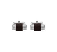 Emporio Armani Gemelos de acero inoxidable para hombre, Marrón y tono plateado