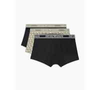 Emporio Armani Hombre 3 Pack Trunks, Black/Tofu/Black, S