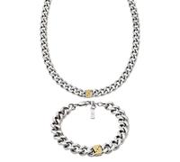 Emporio Armani Hombre Set Collar y pulsera bicolores de acero inoxidable, Set