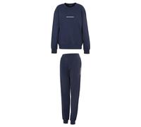 Emporio Armani Interlock Lounge Long Pajamas, Conjunto de Pijama De Las Mujeres, Marine,