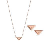 Emporio Armani Juego de collar y pendientes de acero inoxidable o latón para mujer, Conjunto tono oro rosa