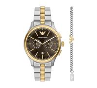 Emporio Armani Juego de Reloj y Pulsera de Acero Inoxidable de Dos Tonos con cronógrafo