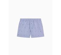 Emporio Armani Logo Pattern Woven Boxer, Azul, M para Hombre