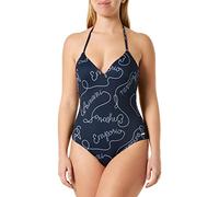 Emporio Armani Logomania-Traje Acolchado para Mujer One Piece, Azul Marino, Blanco, XS