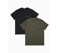 EMPORIO ARMANI Man Pure Cotton - Paquete de 2 Camisetas de Cuello Redondo, Color Negro, Talla S, Negro/Noche del Bosque, S