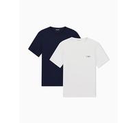 Emporio Armani Man'S Bold Monogram - Paquete de 2 Camisetas de Cuello Redondo, Color Azul, Talla M, Ajuste Ajustado, Azul, M