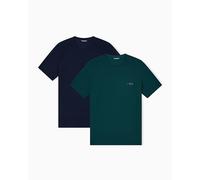 Emporio Armani Man'S Bold Monogram - Paquete de 2 Camisetas de Cuello Redondo, Color Azul, Talla XL, Ajuste Ajustado, Azul, XL