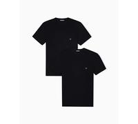 Emporio Armani Core Logoband 2-Pack T-Shirt Paquete de 2 Camisetas de Cuello Redondo, Negro/Negro, L para Hombre