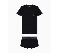 Emporio Armani Megalogo T-Shirt + Trunk Bañadores Ajustados para Hombre, Negro, XL