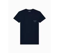 Emporio Armani MEGALOGO - Camiseta de Cuello Redondo para Hombre, Color Azul, Talla XL, Corte Ajustado, Azul, XL