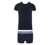 Emporio Armani Megalogo T-Shirt + Trunk Bañadores Ajustados para Hombre, Azul, XL