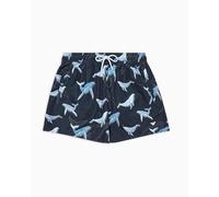 EMPORIO ARMANI Mid Boxer Bañador para Hombre, Ballena con Estampado Azul, XL