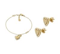 Emporio Armani Mujer Pulsera y Aretes de Plata de Ley Dorado, Set
