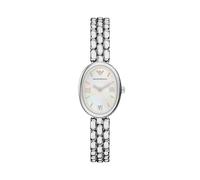 Emporio Armani Mujer Reloj de 28MM de Acero Inoxidable Tono Plateado, AR11776