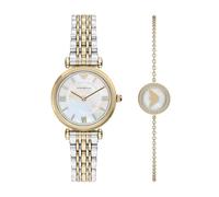 Emporio Armani Mujer Reloj de 32MM de Acero Inoxidable Tono Dorado, AR80086SET