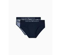 Emporio Armani Paquete de 2 Calzoncillos clásicos para Hombre, Color Azul, Talla L, Azul, L