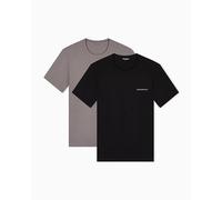 EMPORIO ARMANI Paquete de 2 Camisetas de algodón Puro con Cuello Redondo para Hombre, Color Negro, Talla M