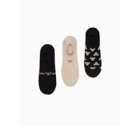 EMPORIO ARMANI Paquete de 3 calcetines para hombre, invisibles, Plaza/negro, talla única, Plaza/Black Allover/, Taille unique
