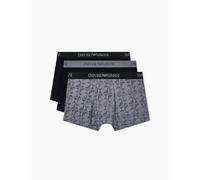 Emporio Armani Pure Cotton 3-Pack Trunk Bañadores Ajustados para Hombre, Negro, XL
