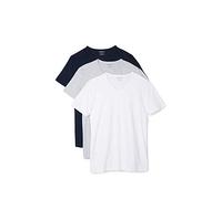 Emporio Armani Paquete de 3 Camisetas Interiores de Ajuste Regular con Cuello en V para Hombre, Gris/Blanco/Azul Marino, Large