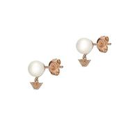 Emporio Armani Pendientes para mujer de Acero Inoxidable o Semipreciosos con Cierre Push Back, Oro y Blanco