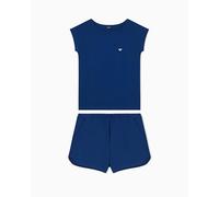 EMPORIO ARMANI Pijama de algodón y Pantalones Cortos para Mujer, Color Azul, Talla L