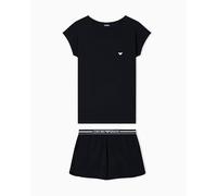 EMPORIO ARMANI Pijama de algodón y Pantalones Cortos para Mujer, Color Negro, Talla S