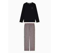 EMPORIO ARMANI Pijama para hombre con estampado L/S, color negro, talla L