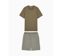 EMPORIO ARMANI Pijama para Hombre con Estampado y Pantalones Cortos, Color Verde, Talla L