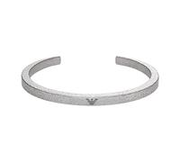 Emporio Armani Pulsera abierta de acero inoxidable para hombre, Tono plateado