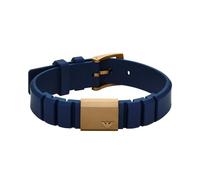 Emporio Armani Pulsera con identificación para Hombre de Acero Inoxidable y silicona azul, EGS3080251, Azul Baya