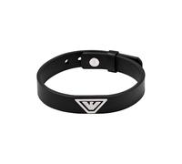 Emporio Armani Pulsera de cuero con cierre de botón para hombre, Negro carbón