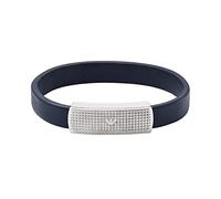 Emporio Armani Pulsera de cuero o silicona con cierre magnético para hombre, Azul