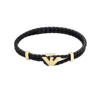 Emporio Armani Pulsera de identificación de cuero dorado para hombre (modelo: EGS3321710)