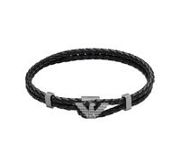 Emporio Armani Pulsera de identificación de cuero plomizo para hombre (modelo: EGS3322060)