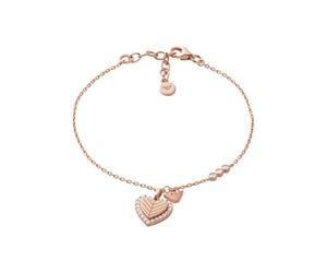 Emporio Armani Pulsera de plata de ley para mujer, oro rosa, EG3626221, Eine Grösse, Plata de ley, No es una piedra preciosa, Rosa melocotón