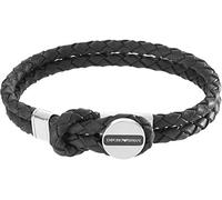 Emporio Armani Pulsera Hombre, 18.50cm Plata Pulsera de Acero Inoxidable, EGS2178040, Negro Cobalto