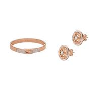 EMPORIO ARMANI Pulsera Mujer de Acero Inoxidable y Pendientes Plata Esterlina, Dorado Rosado, Set