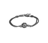 EMPORIO ARMANI Pulsera para hombre de acero inoxidable o de cuentas con cierre de langosta, Plata frío