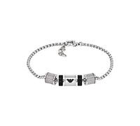 Emporio Armani Pulsera para Hombre, onyx Rondelle Pulsera, Longitud: 190mm+20mm, Ancho: 36.5mm, Altura: 8mm, EGS2999040, Plata Pedernal