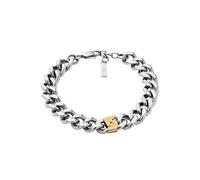 EMPORIO ARMANI Pulsera para hombre de acero inoxidable o de cuentas con cierre de langosta, Plata y tono dorado