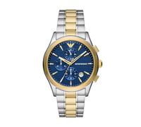 Emporio Armani Reloj Analógico de Cuarzo para Hombre con Brazalete de Acero Inoxidable, Multicolor, AR11579, Tono oro y Azul