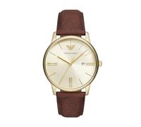 Emporio Armani Reloj analógico de Cuarzo para Hombre con Correa de Cuero AR11610, marrón, Moderno